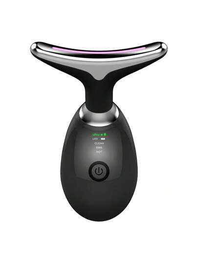 Professional Face & Neck Massager with Vibration and LED Light Therapy– Anti Wrinkle Double Chin Skin Tightening Device - Anti Aging Skin Tightening Device - Face Wrinkles Removal Tool - Double Chin Reduction & Skin Lifting Machine