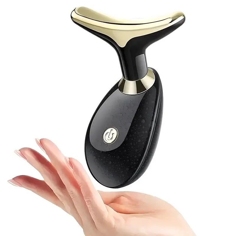 Professional Face & Neck Massager with Vibration and LED Light Therapy– Anti Wrinkle Double Chin Skin Tightening Device - Anti Aging Skin Tightening Device - Face Wrinkles Removal Tool - Double Chin Reduction & Skin Lifting Machine