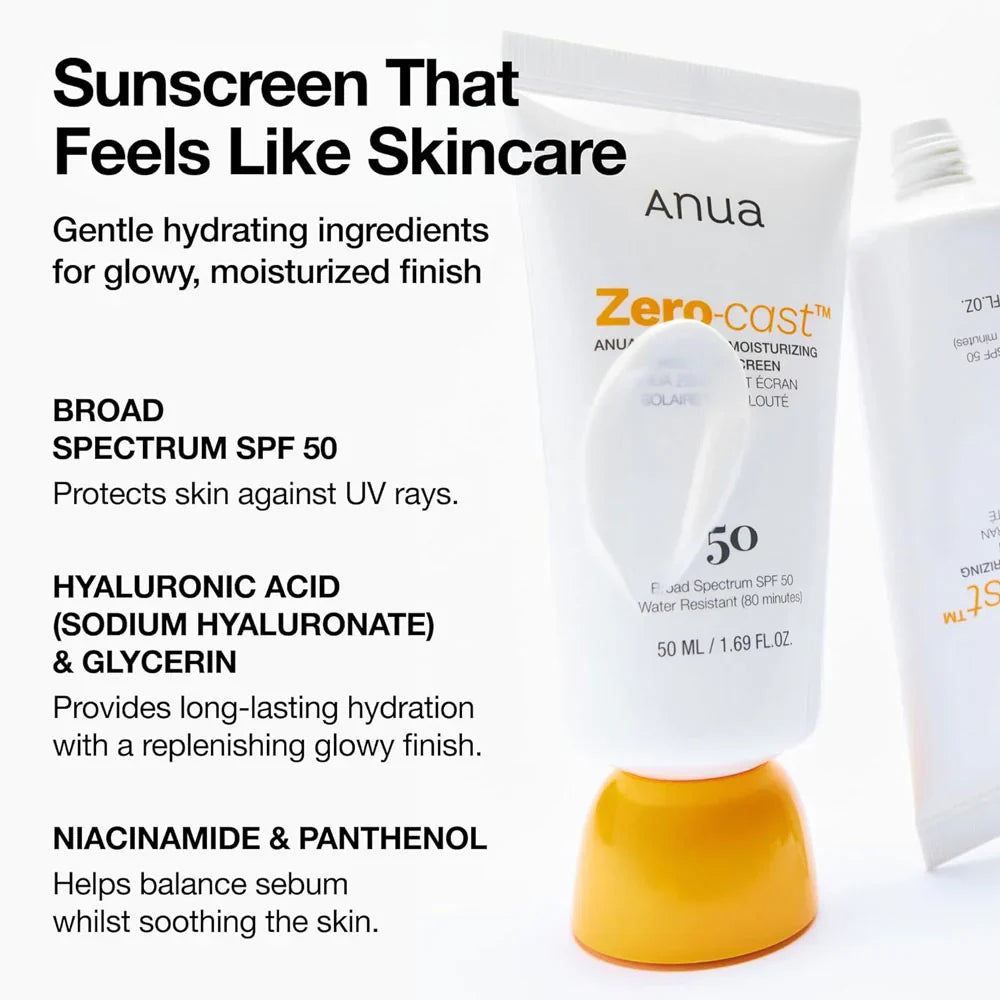 Anua - Zero Cast Moisturizing Finish Sunscreen SPF50+ - 50ml